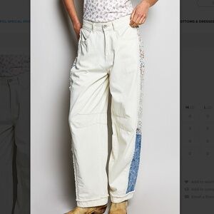 NWOT POL Women's Ankle Crop Wide-Leg Patchwork/Lace Pants Size L